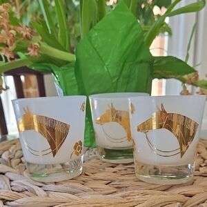 Vintage Fred Press DERBY Lowball Glasses